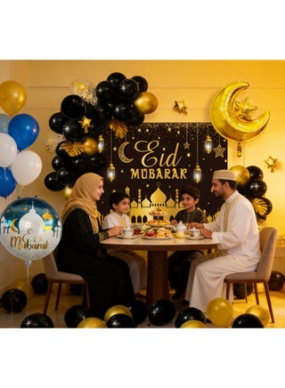 طقم قوس بالونات عيد مبارك 64 قطعة بالونات رمضان مبارك زينة حفلات عيد الفطر بالونات لاتكس مجموعة للمنزل والفعاليات الداخلية والخارجية زينة عيد مبارك رمضان كريم - view 3